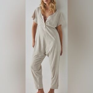 Free People Pillow Talk Henley Intimately Cream Jumpsuit